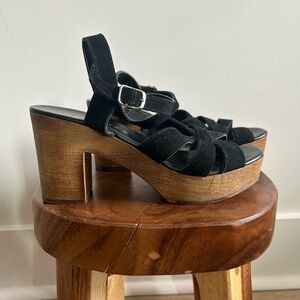 Matisse Black Suede Platform Sandals 8